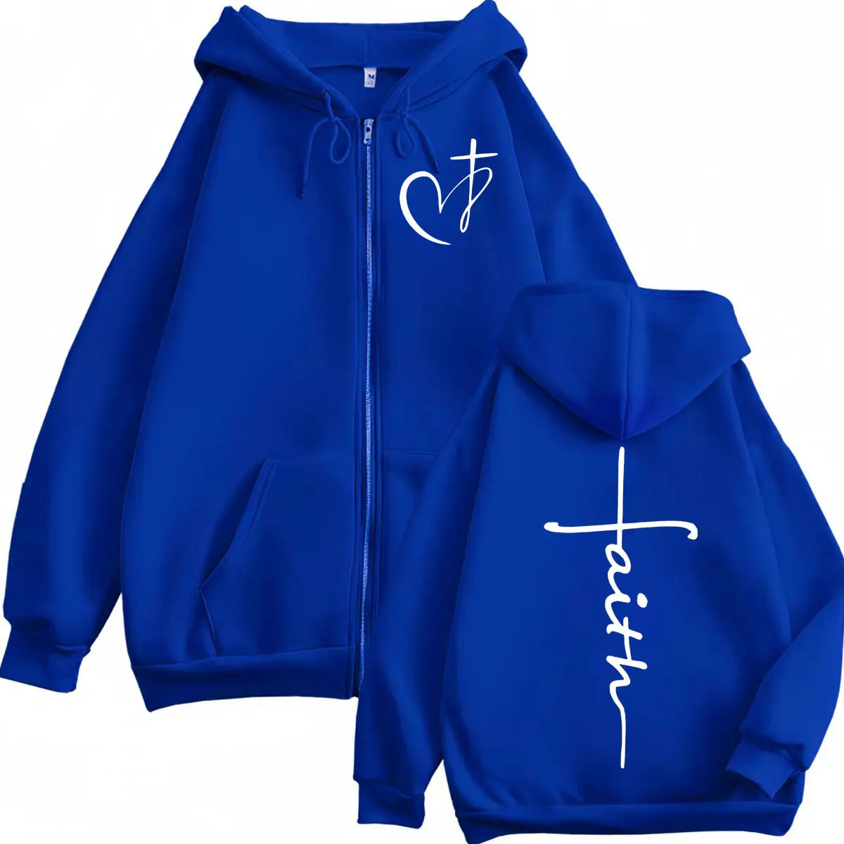 Heart Cross Christian Jesus Faith Over Fear Bible Verse Zipper Hoodie Men's Women High Quality Fashion Zip Up Jacket Sweatshirts