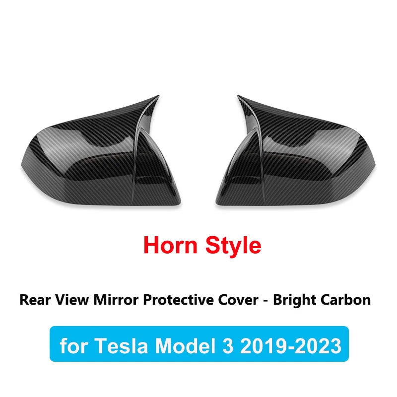 Carbon Fiber Car Rearview Mirror Cover For Tesla Model 3 Highland ABS Rear View Mirror Decorative Shell Auto Exterior Accessorie
