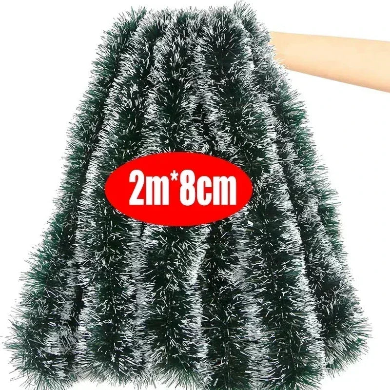 2M Wholesale Christmas Ribbon Garland Green Cane Tinsel Ribbons Xmas Tree Hanging Pendent Wreath Ornaments Home Party Supplies