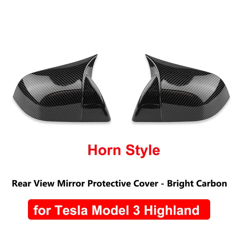 Carbon Fiber Car Rearview Mirror Cover For Tesla Model 3 Highland ABS Rear View Mirror Decorative Shell Auto Exterior Accessorie