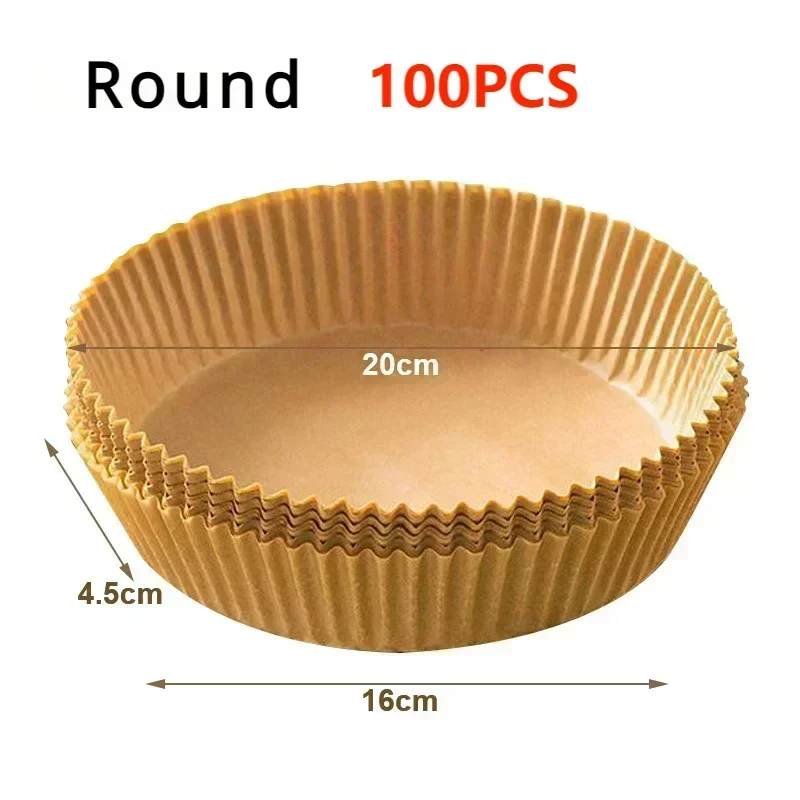 23CM Air Fryer Disposable Baking Paper Liner Non-Stick Mat Steamer Square Round Parchment for Microwave Oven Kitchen Cookers