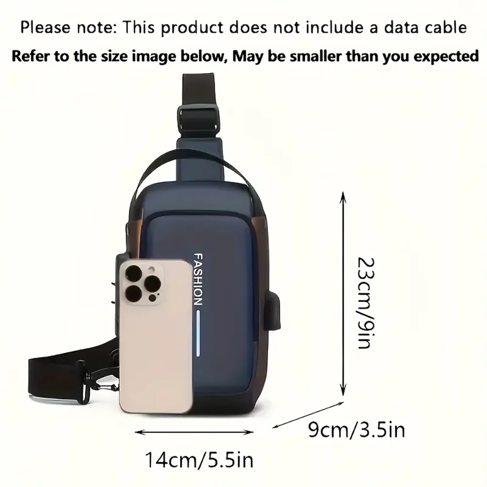 Stylish Men's Sling Bag - Durable Oxford Fabric, Crossbody Chest Pack with Phone Pocket, Zip Closure for Daily Commute