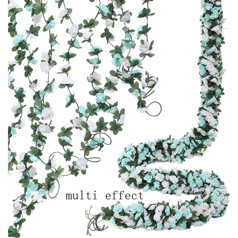 250CM Artificial Rose Flowers for Wedding Home Room Decoration Autumn Garden Outdoor Arch Christmas Rattan DIY Fake Plants Vine