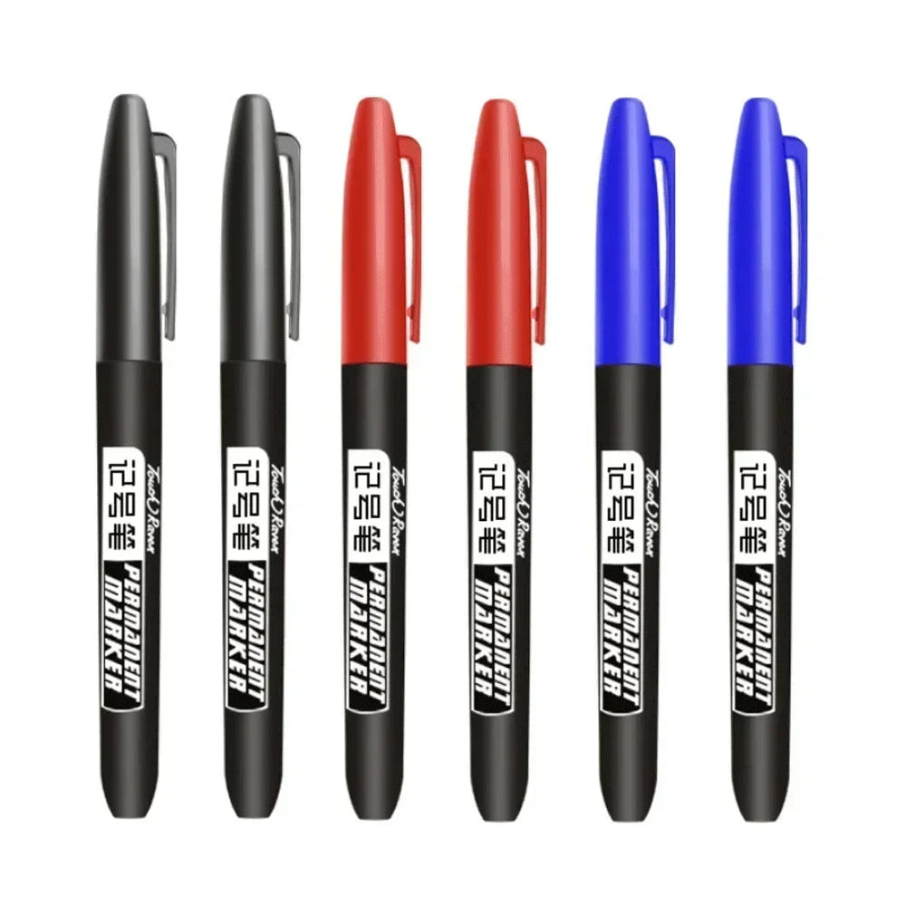 6-20PCs/Set PermanentMarker Pen Fine Point Waterproof Markers Thin Nib Crude Nib Black Blue Red Ink 1.5mm Fine Color Marker Pens